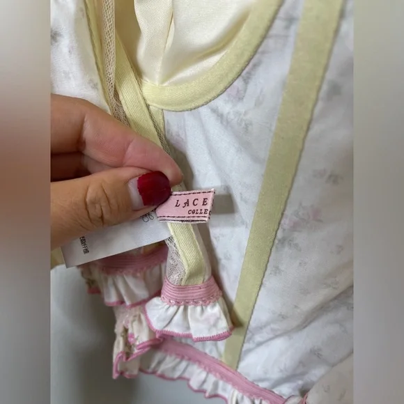 The Lace Collection Y2K Pink Floral Cottagecore Lace Corset M Camisoles Babydoll - Picture 5 of 9
